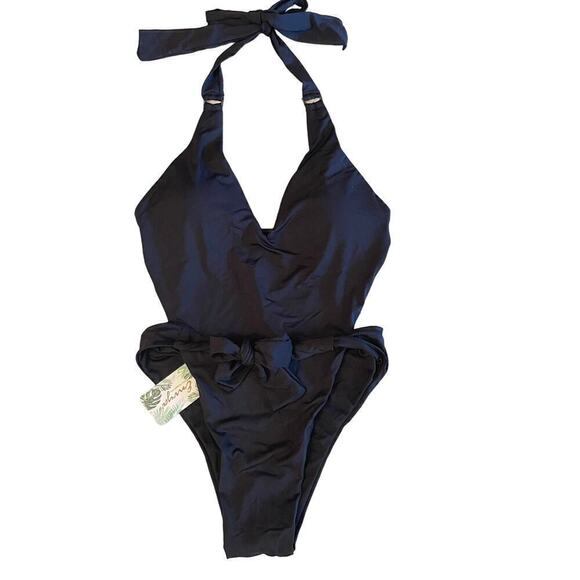 NWT Envya Swimwear One Peace Black Swimsuit Size Large - Picture 1 of 9